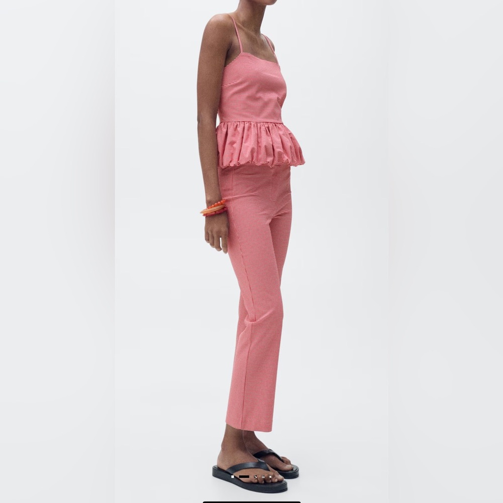 Mango Gingham-Check Cropped Pants - image 6